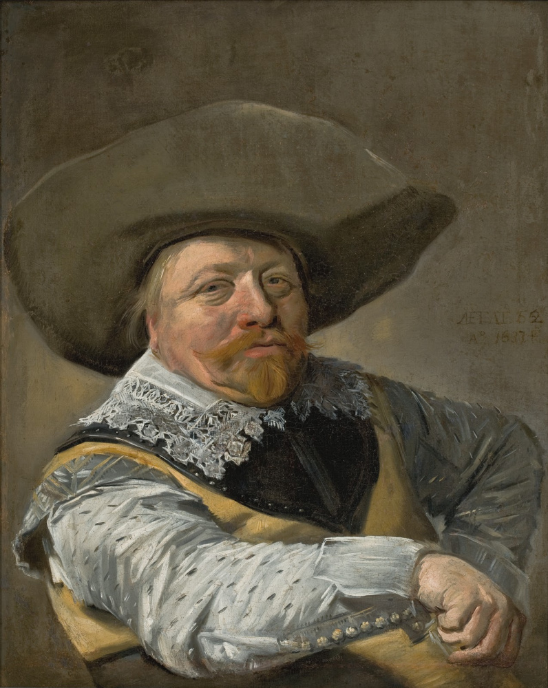 Frans Hals. Portrait of a seated officer, resisting hand side