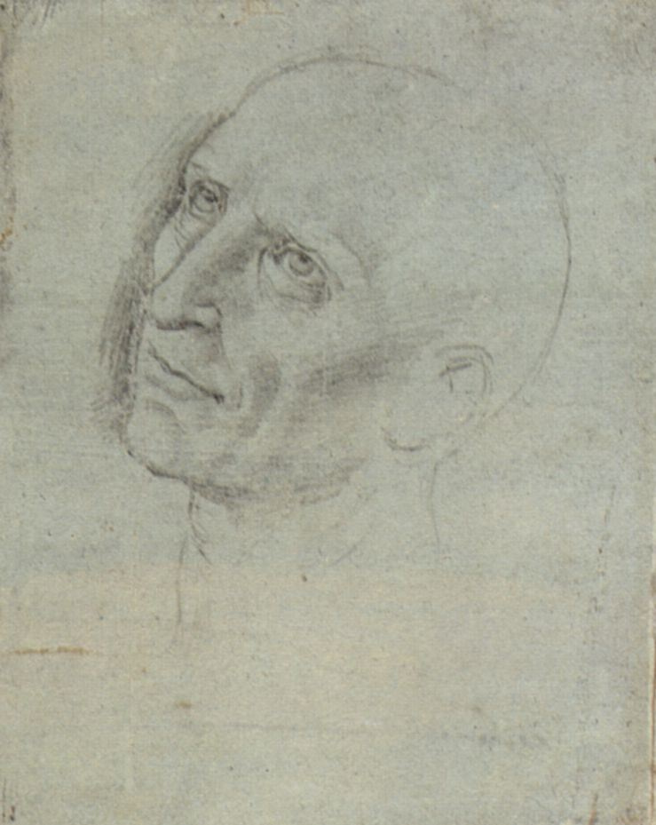 Raphael Sanzio. Sketch of a male head raised