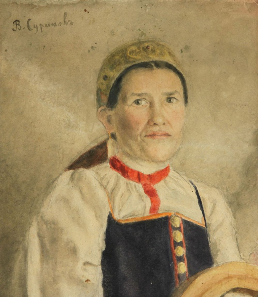 Портрет русской крестьянки рисунок