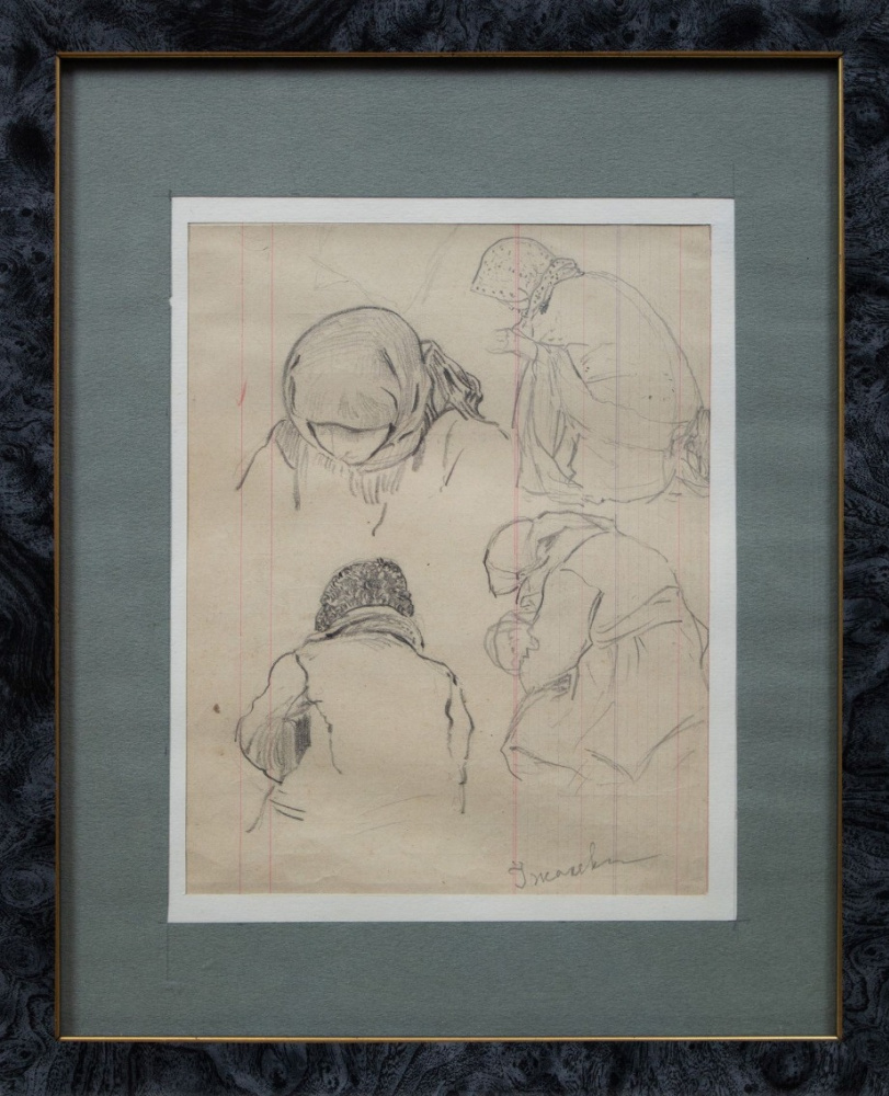 Ivan Sidorovich Izhakevich 1864 - 1962. Sketch. Sketch composition with heads down