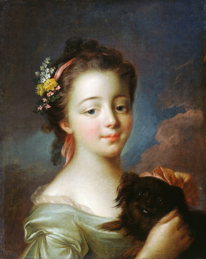 Francois Hubert Drouet. A girl with a dog