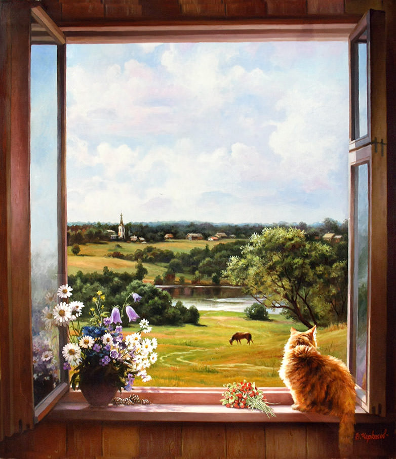 Vladimir Abat-Cherkasov. Summer, dacha, ginger cat...