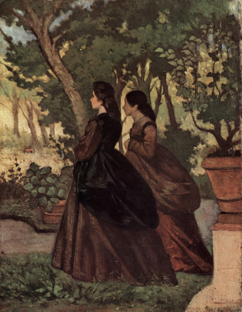 Giovanni Fattori. Two ladies in the garden of Castiglioncello