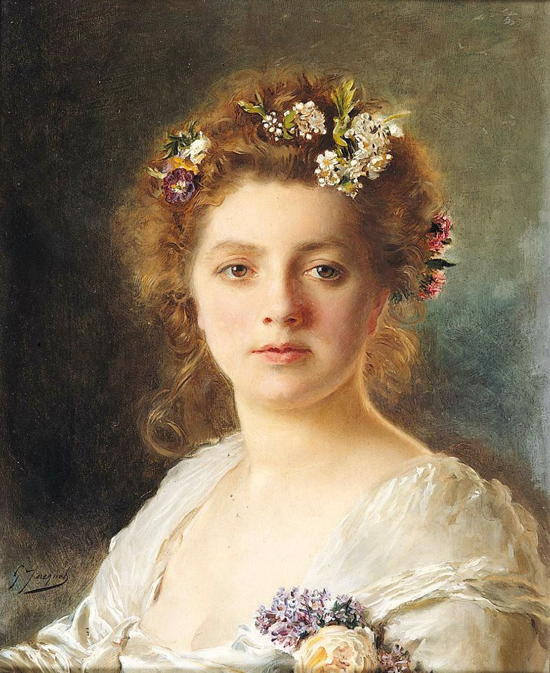 Картина портрет рассматриваем произведения портретистов. Gustave Jean Jacquet (1846-1909).