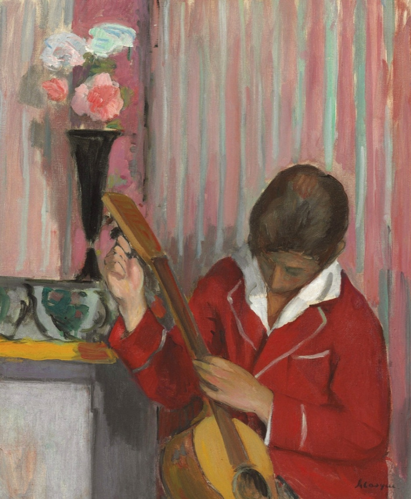 Henri Lebasque. Pierre Lebasque, insisting on a guitar