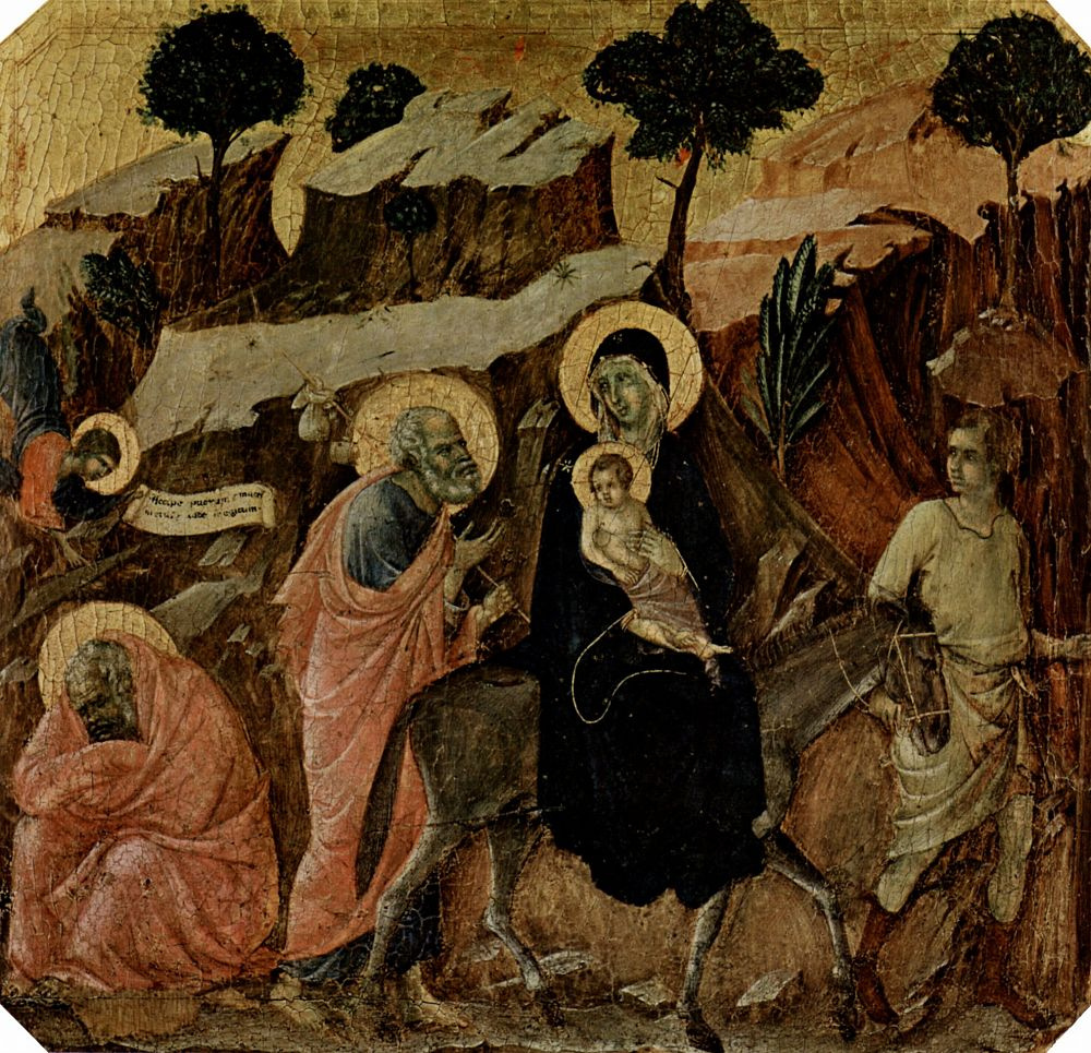Duccio di Buoninsegna. Maesta, altar of Siena Cathedral, front, predella with scenes from the childhood of Jesus and the prophets