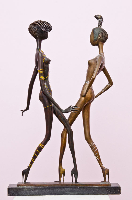 Zakir AHMED Ahmedov. Black And White Beauties_Bronze 2002year 40x23x15in FOR SALE