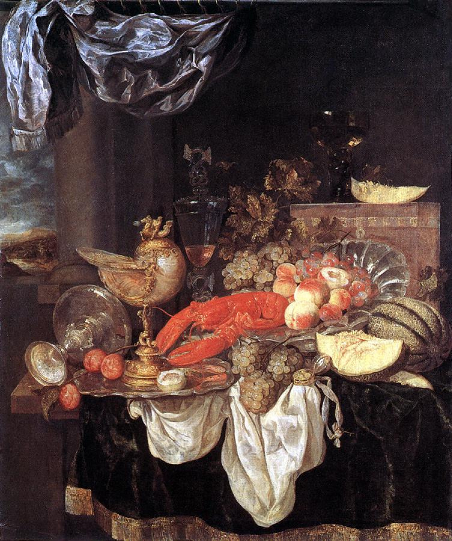 still life with lobster and fruit