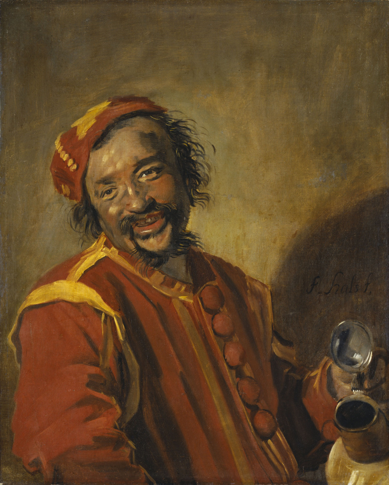 Frans Hals. Smiley. Portrait of a smiling man with a pitcher