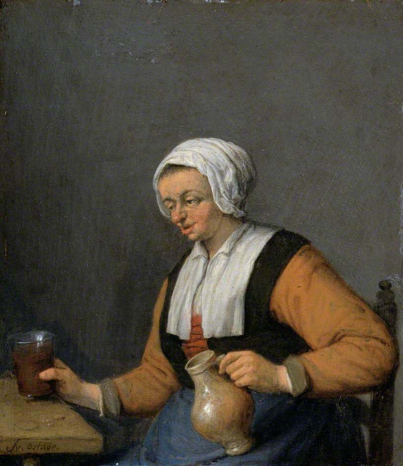 Adrian Jans van Ostade. A woman with a beer jug