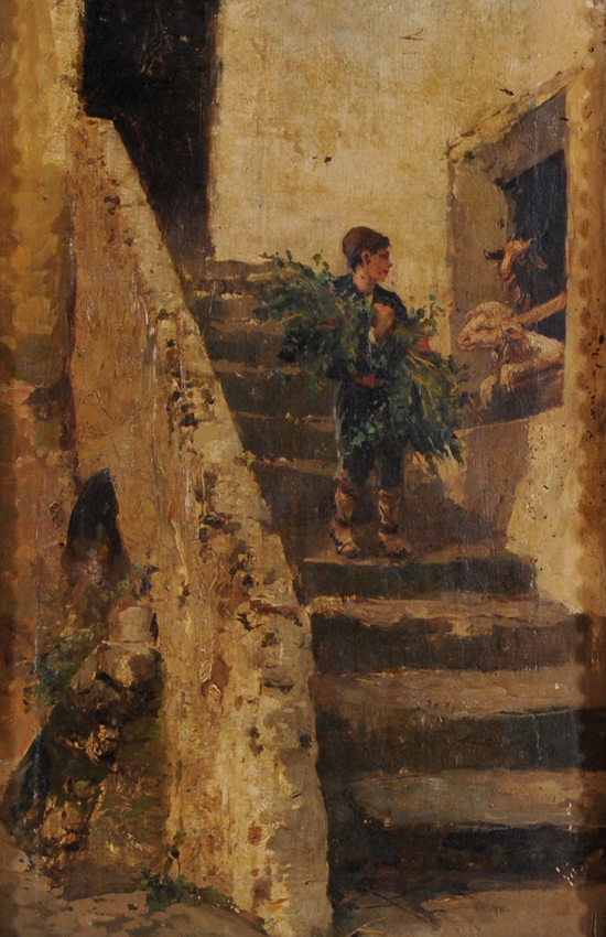 Michele Pietro Cammarano. Shepherd boy on the steps