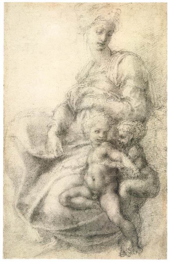 Michelangelo Buonarroti. Madonna and child with John the Baptist