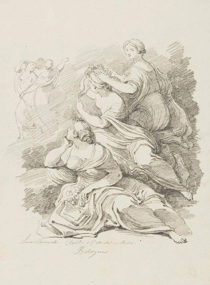 Jean-Honore Fragonard. A group of three seated women (Lodovico Carracci)