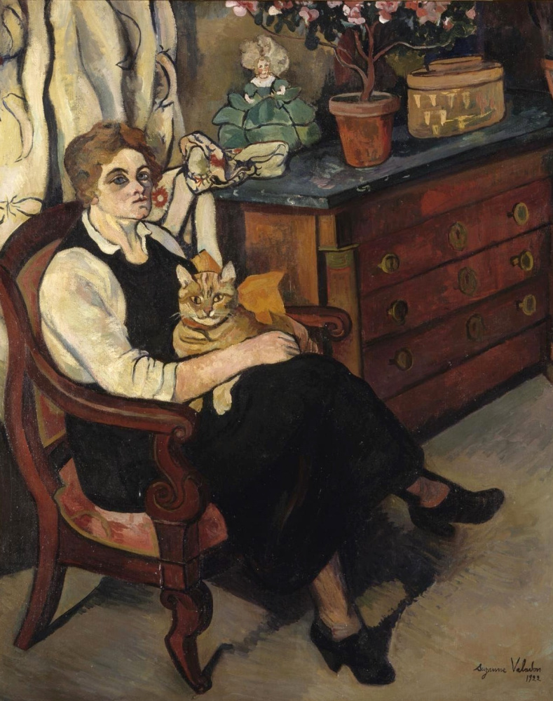Suzanne Valadon. Portrait of miss Lily Walton with a cat