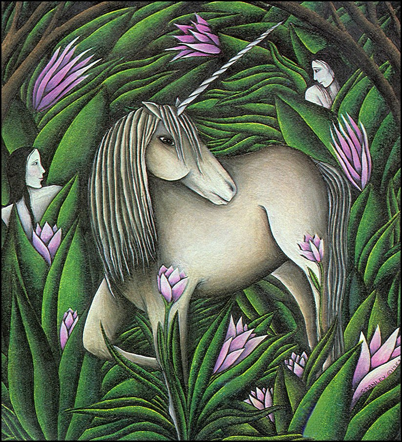 Laurie Stanley. Unicorn in flowers