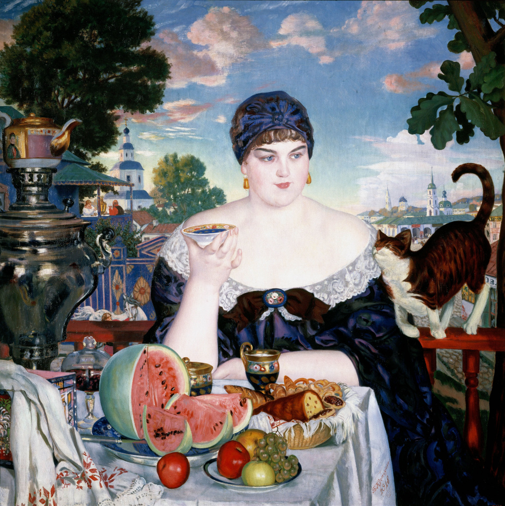 Boris Kustodiev. Merchant's wife at tea