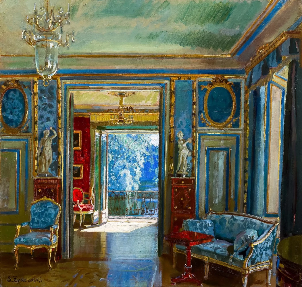 Stanislav Zhukovsky «Interior of a manor house library», 1900