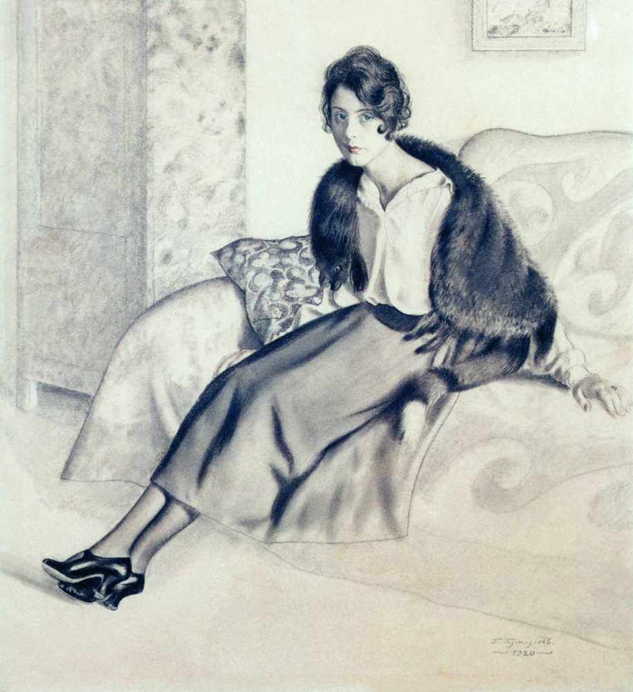 Кустодиев портрет жены 1920