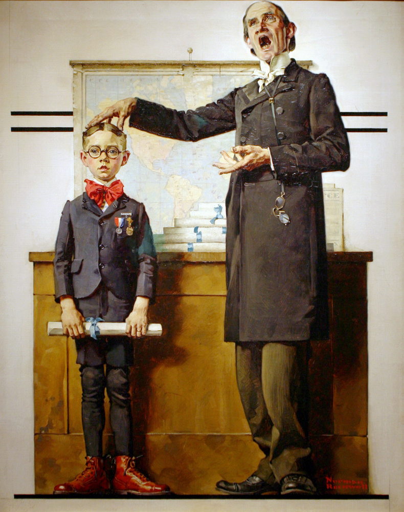 Norman Rockwell. The first student in the class. Cover of "The Saturday Evening Post" (June 26, 1926)