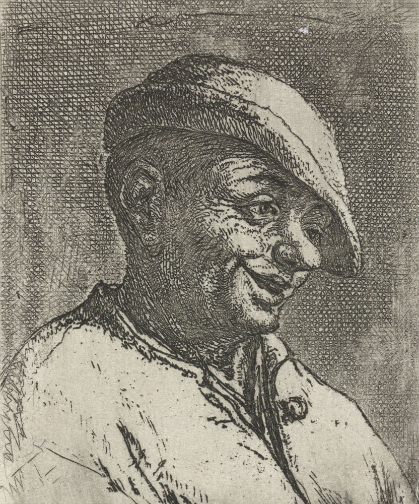 Adrian Jans van Ostade. Portrait of a laughing peasant