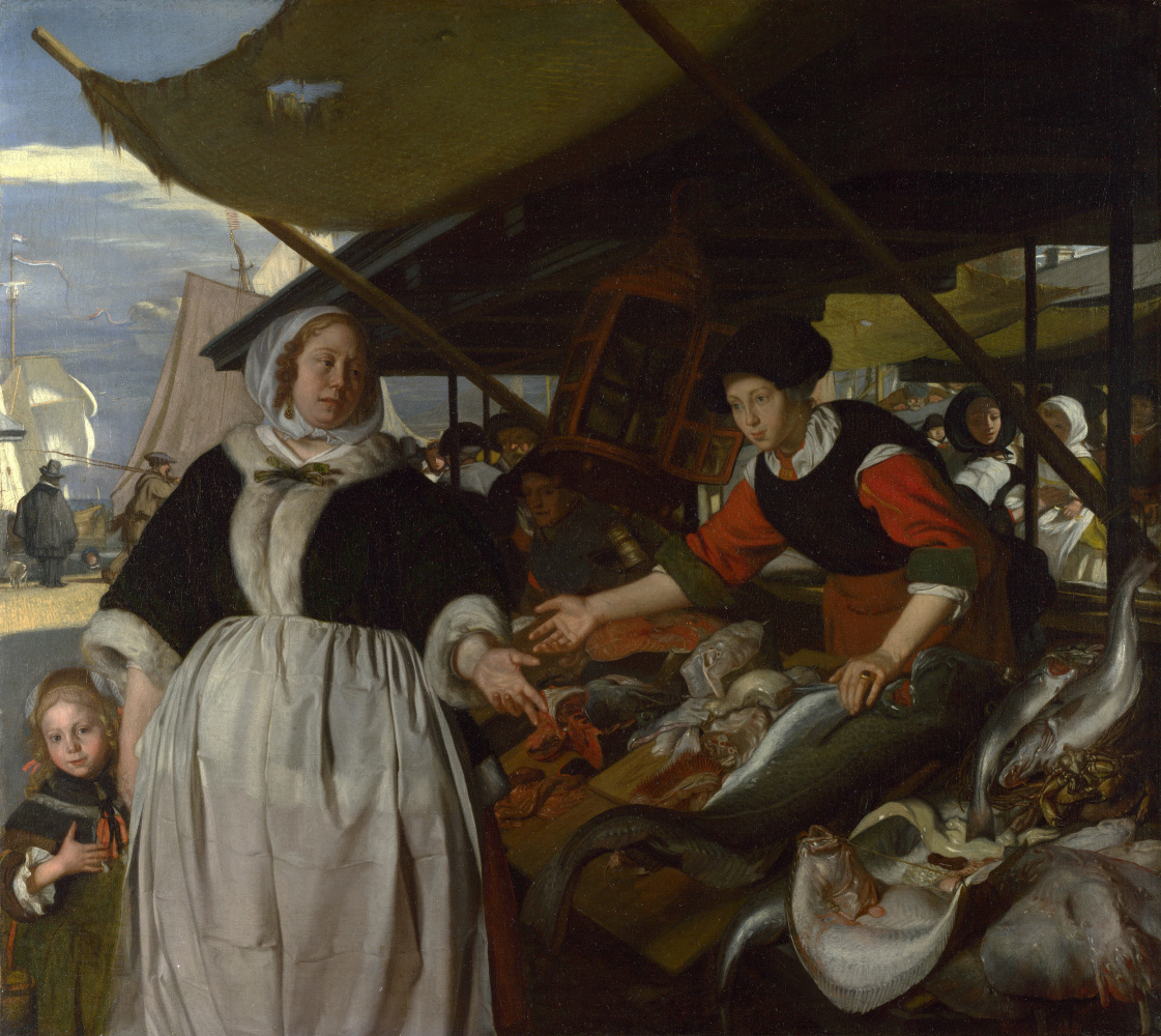 Emmanuel de Witte. Adriana van Heusden and daughter at the fish market