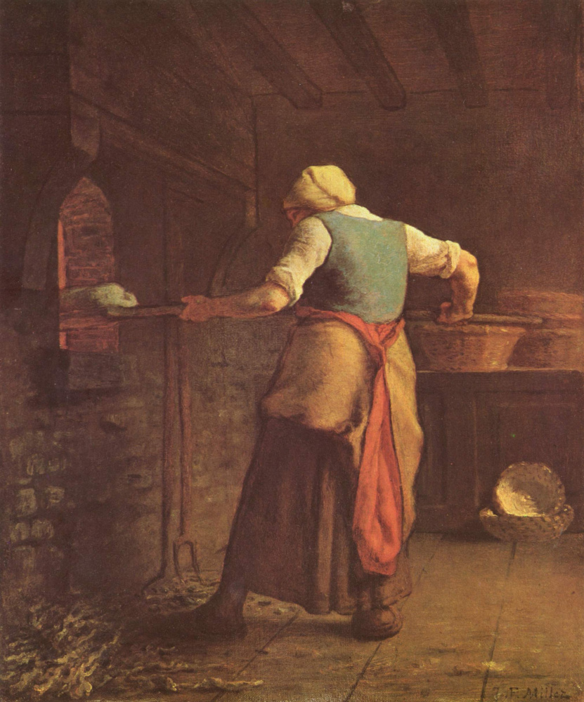 Женщина печет хлеб. Франсуа Милле картины. Франсуа Милле веяльщик.