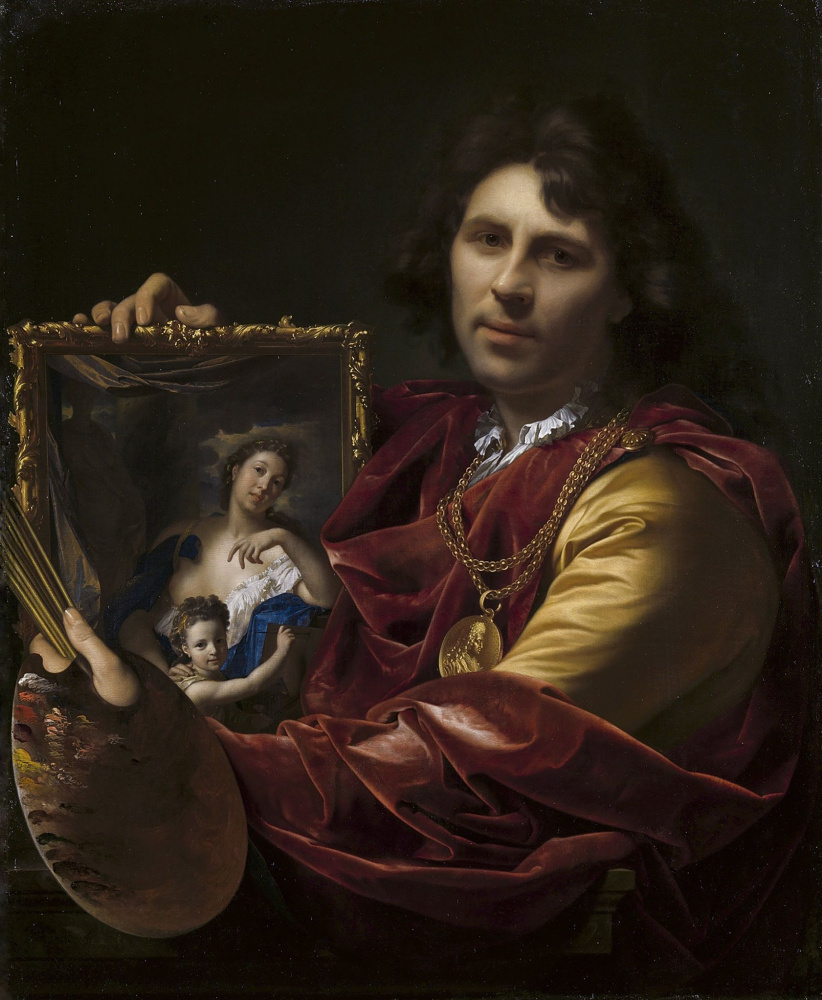 Adrian van der Werf. Self-Portrait with the Portrait of his Wife, Margaretha van Rees, and their Daughter Maria
