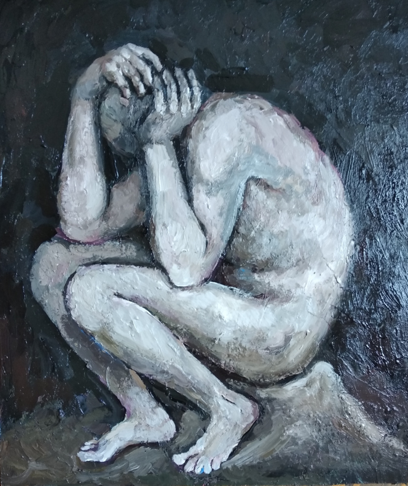 Painter Anna Yaguzhinskaya -Artist. Sitting in darkness