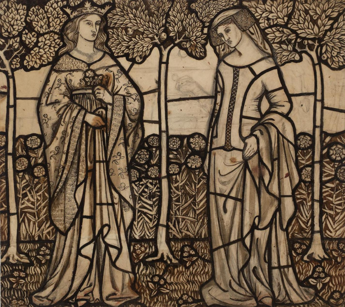 William Morris. Guinevere and Isolde. The project for the stained glass window
