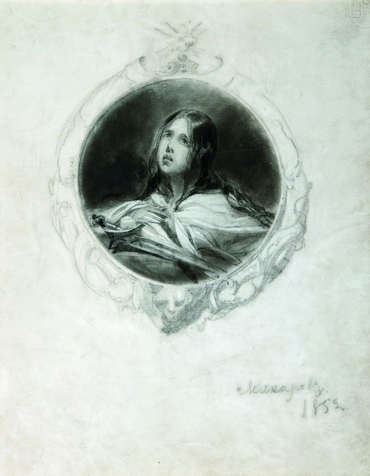 Ivan Kuzmich Makarov. Woman's head (Holy Martyr). 1852 Sketch