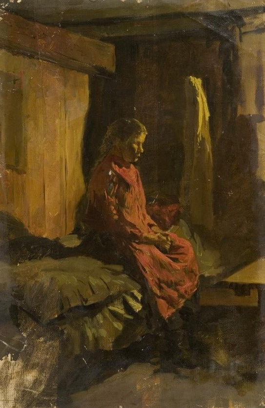 Vasily Vasilyevich Belyaev. A peasant girl in a red dress