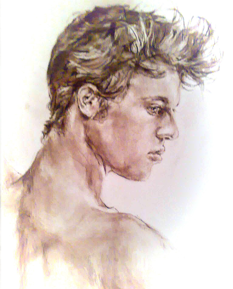 Viktoriaday. Original artwork, portrait male model, gay art.