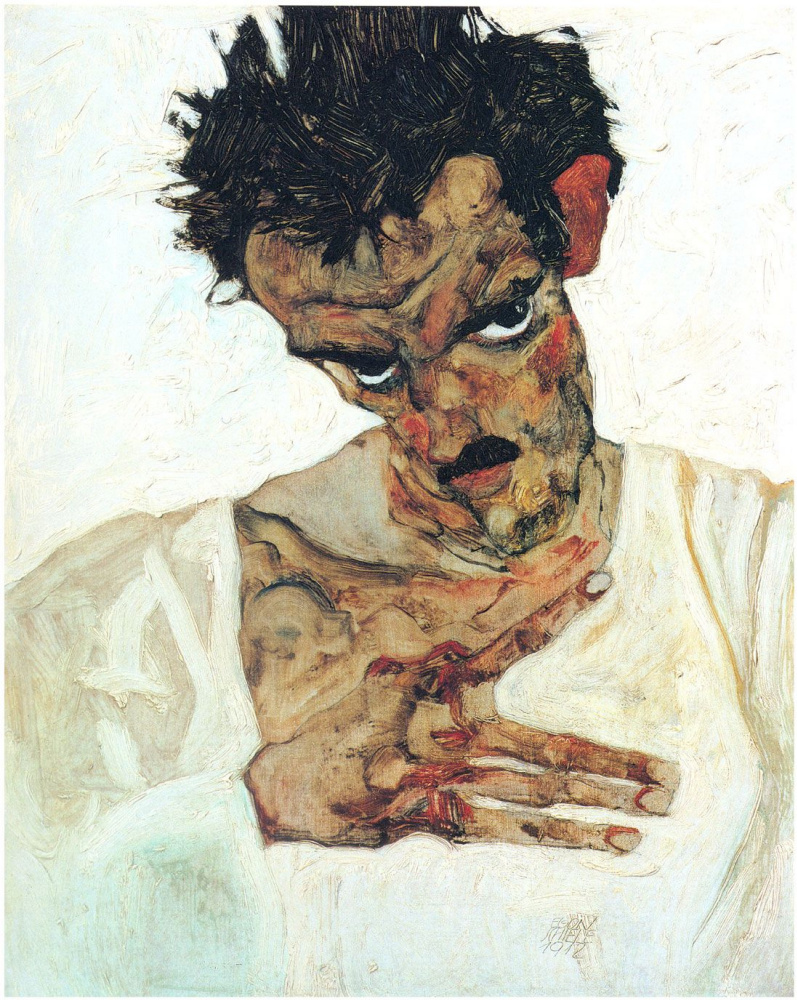 Egon Schiele. Self -portrait with head bowed