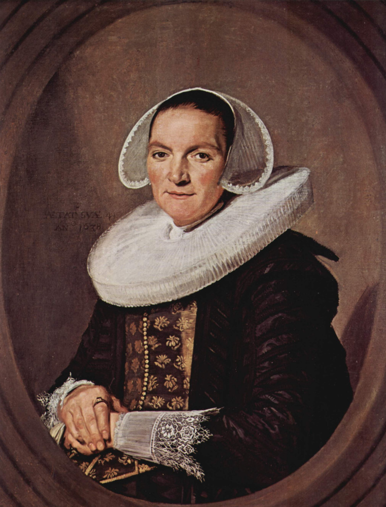 Frans Hals. The forty-year portrait of woman with arms crossed