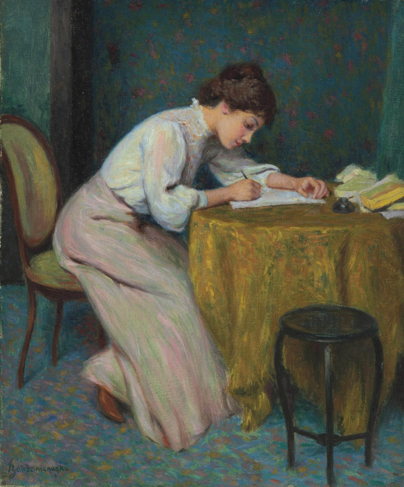 Federico Zandomeneghi. Young woman writing a letter