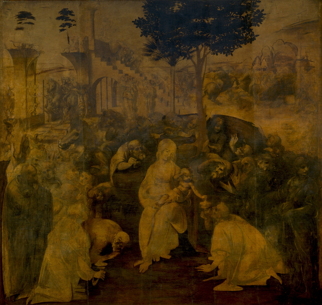 Leonardo da Vinci. The adoration of the Magi