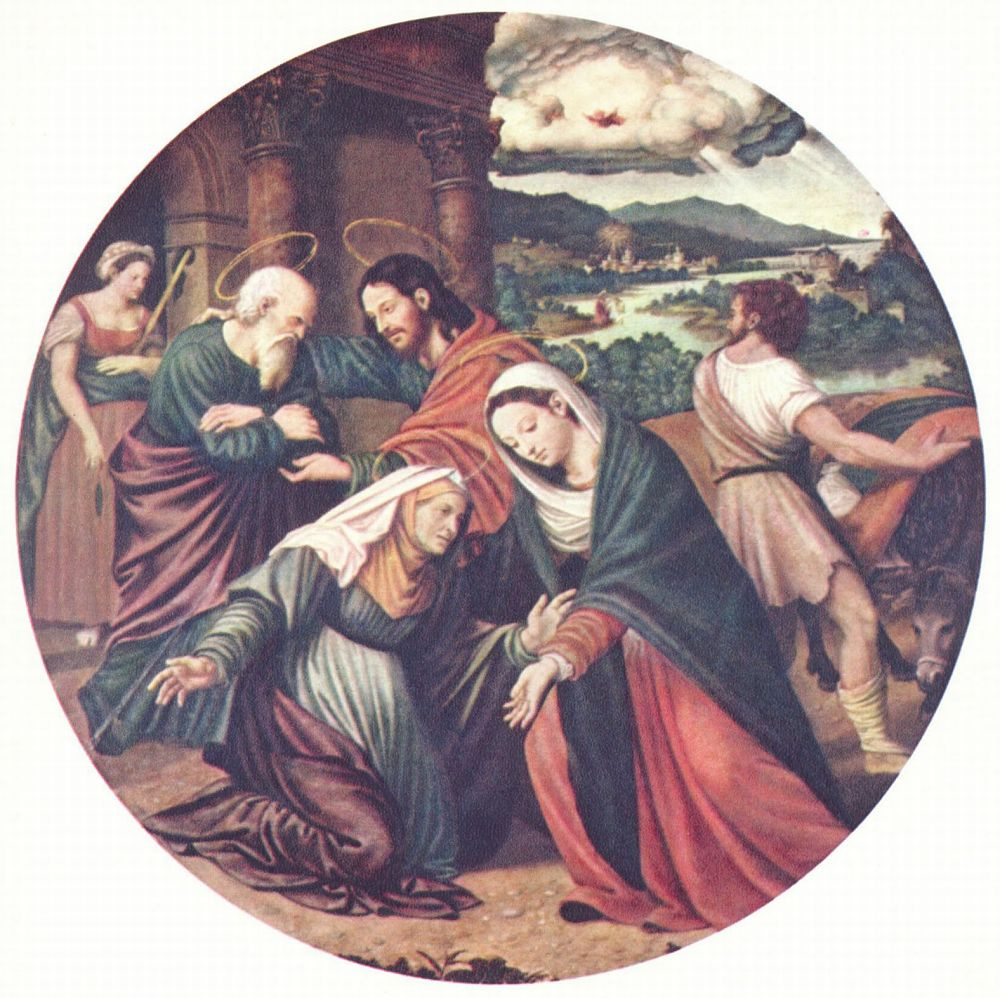 Juan de Juanes. The meeting of Mary and Elizabeth, Tondo