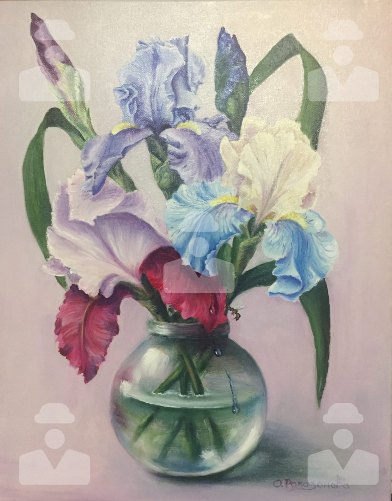 Olga Vasilyevna Romazanova. Irises in a vase