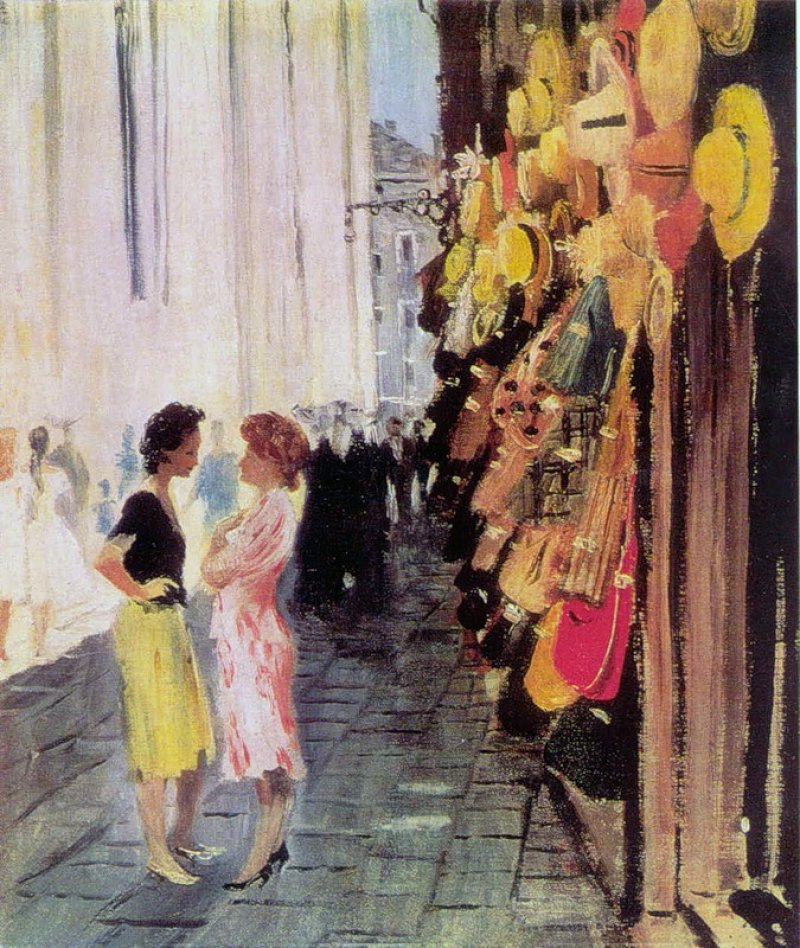 Yuri Ivanovich Pimenov. Venice. Shop straw hats