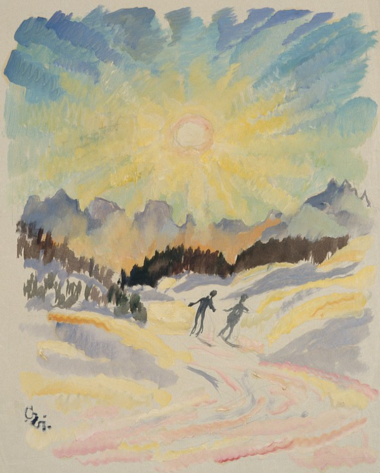 Giovanni Giacometti. Skiers under the sun