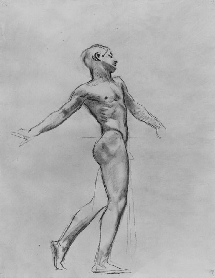John Singer Sargent. Sketch of a Nude male for "Apollo and the muses"