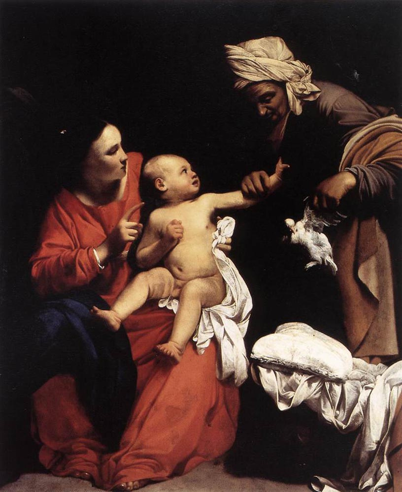Carlo Saraceni. Madonna and child with Saint Anne