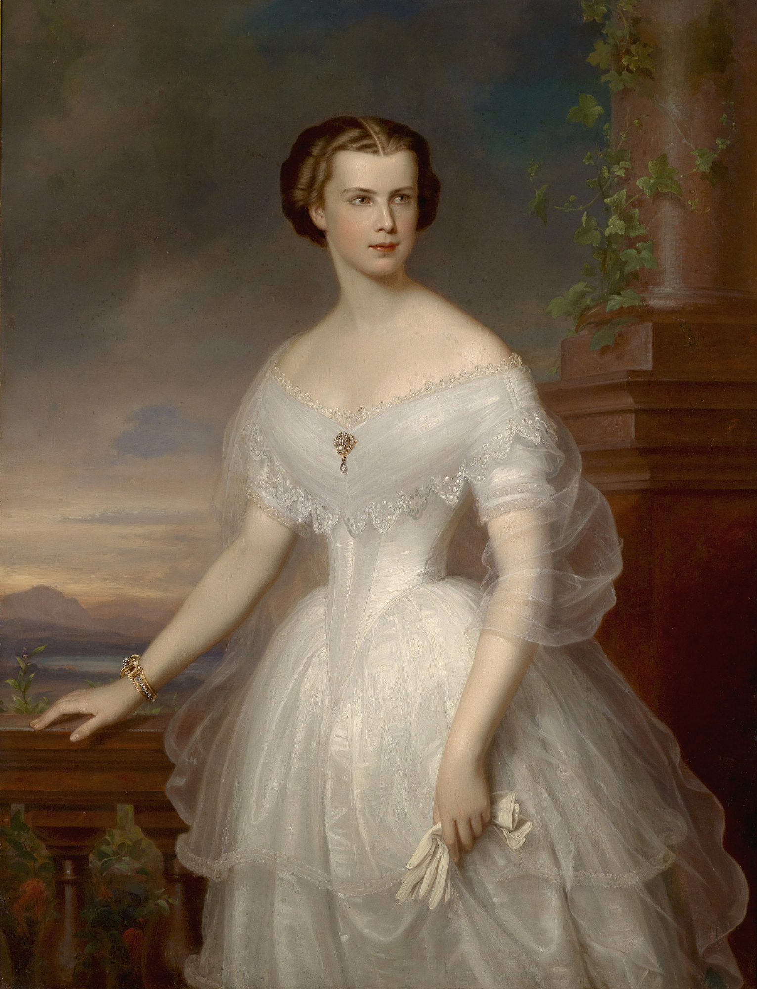 Франц Шротцберг - Императрица Елизавета Австрийская, герцогиня Баварская, 1853, 106×137 см: Описание произведения