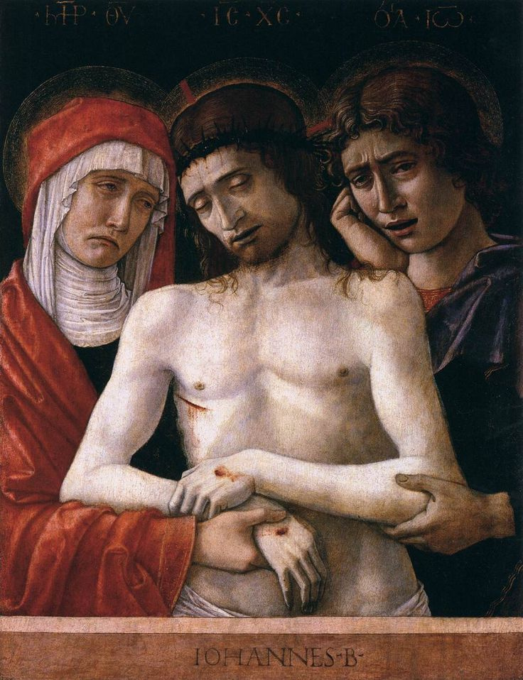 Giovanni Bellini. Pieta. Dead Christ supported by Mary and Saints John