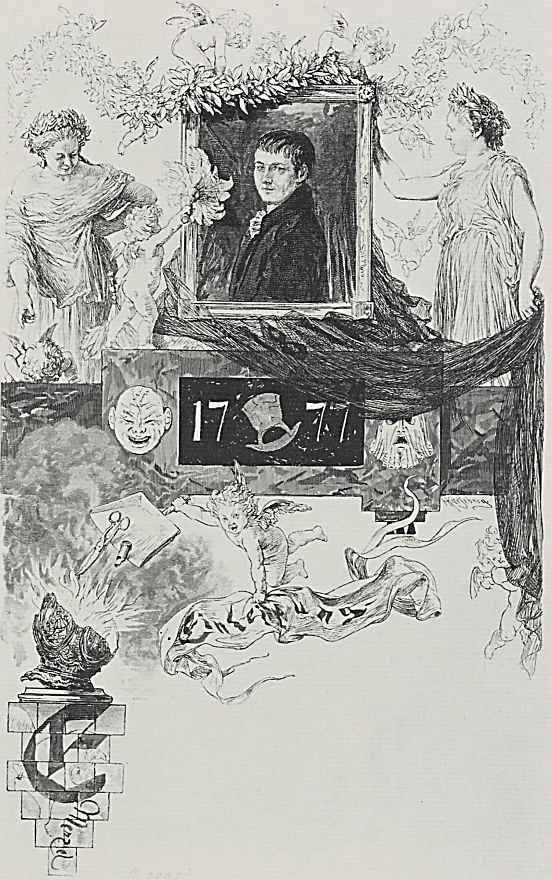 Adolf Friedrich Erdmann von Menzel. Vignette with portrait of Kleist and initial E