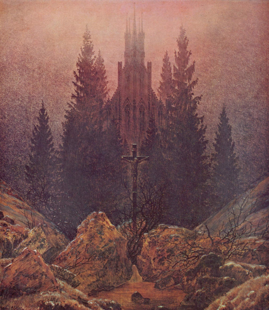 Caspar David Friedrich. Cross and Cathedral in the mountains