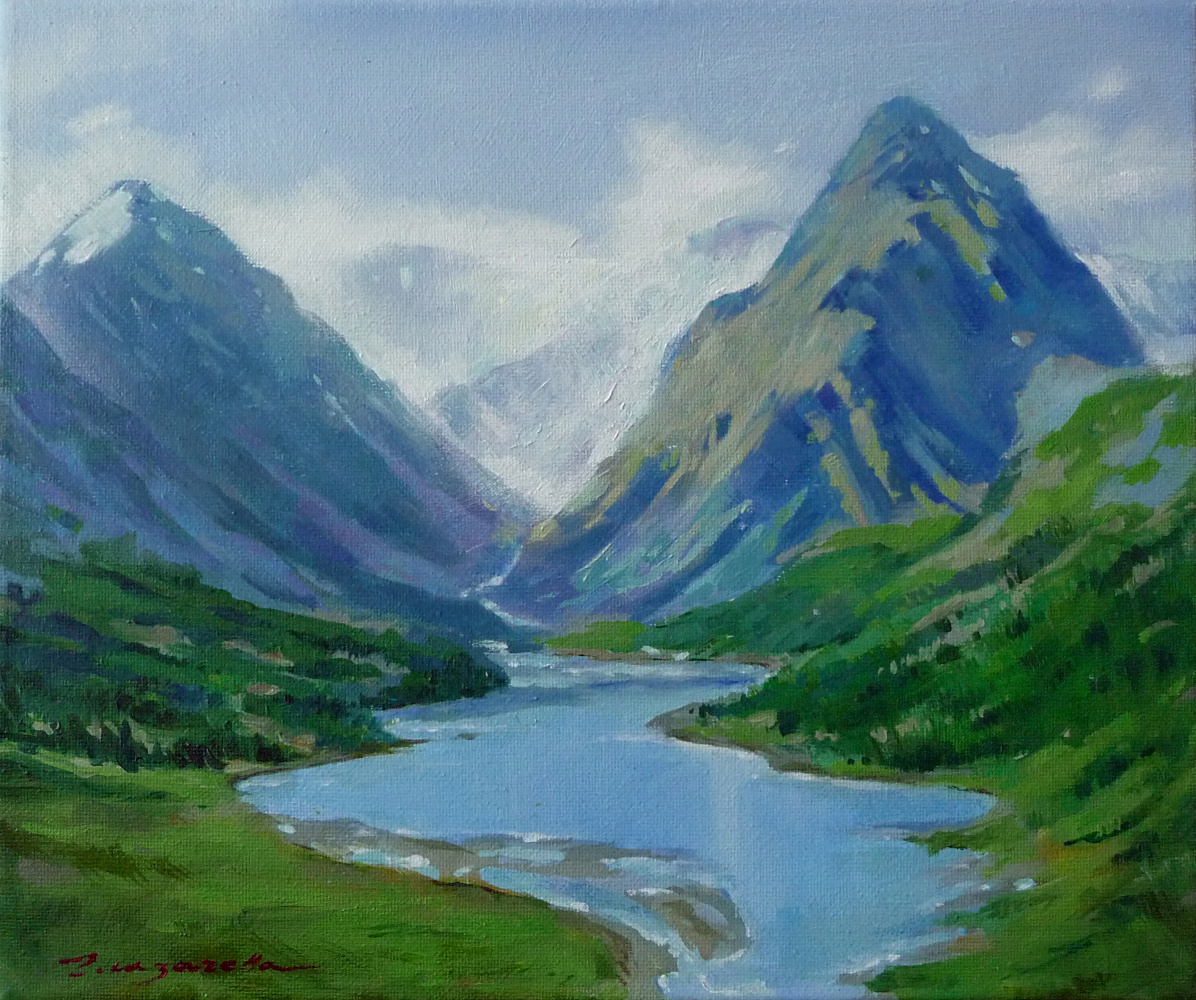 Картина Алтайского художника Петра Кортикова Алтайские горы