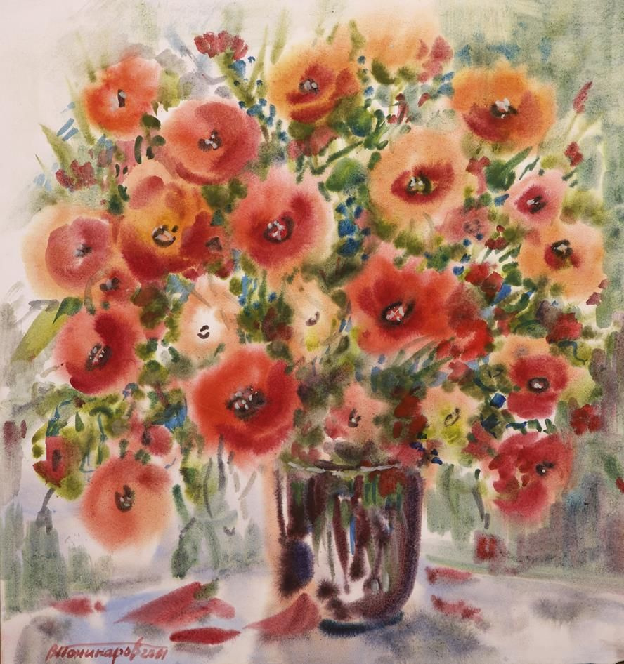 Vasily Andreevich Ponikarov. Bouquet of poppies