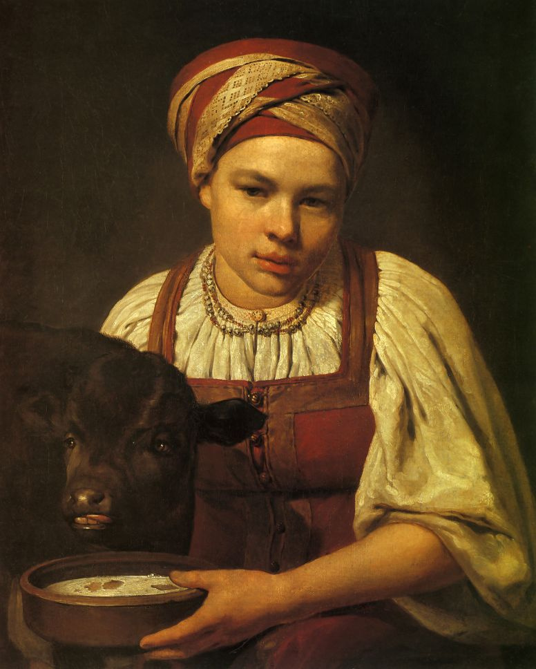 Alexey Gavrilovich Venetsianov. Girl with calf