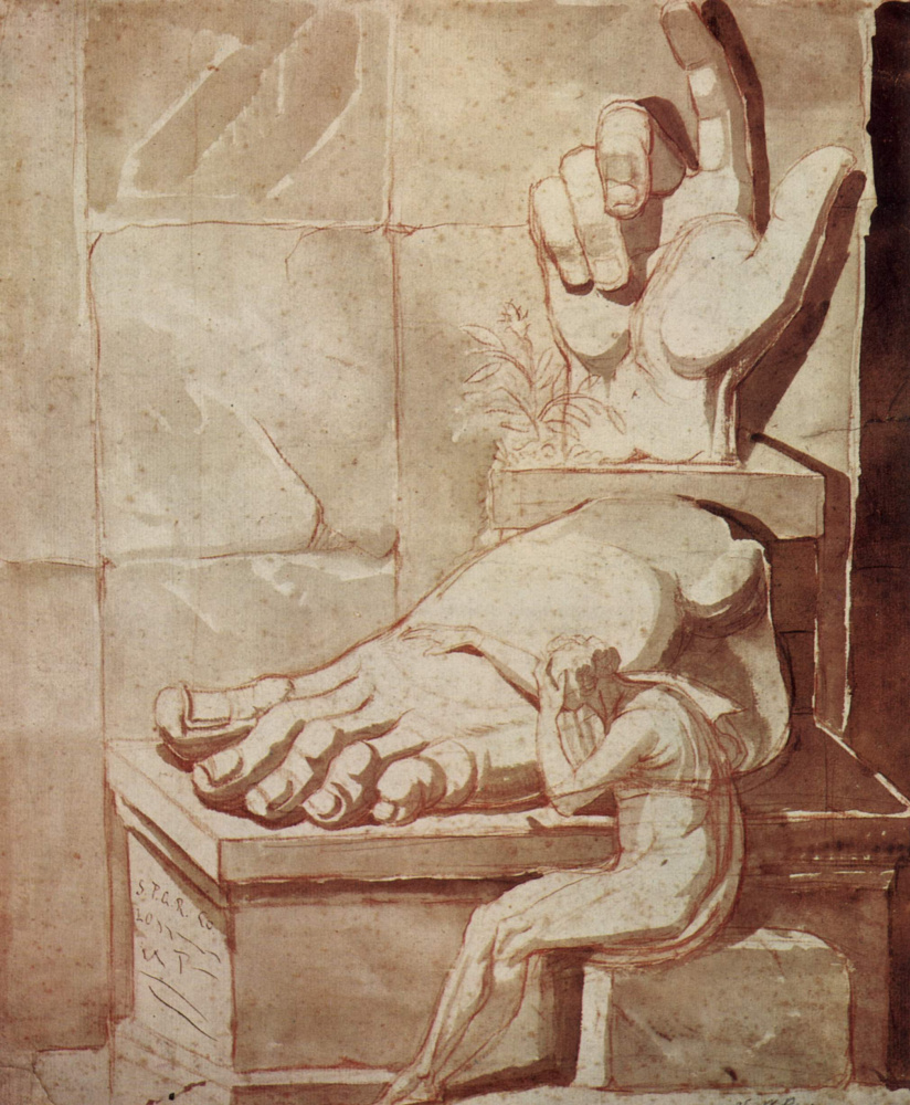 Johann Heinrich Fuessli. The artist overwhelmed by the grandeur of antique ruins